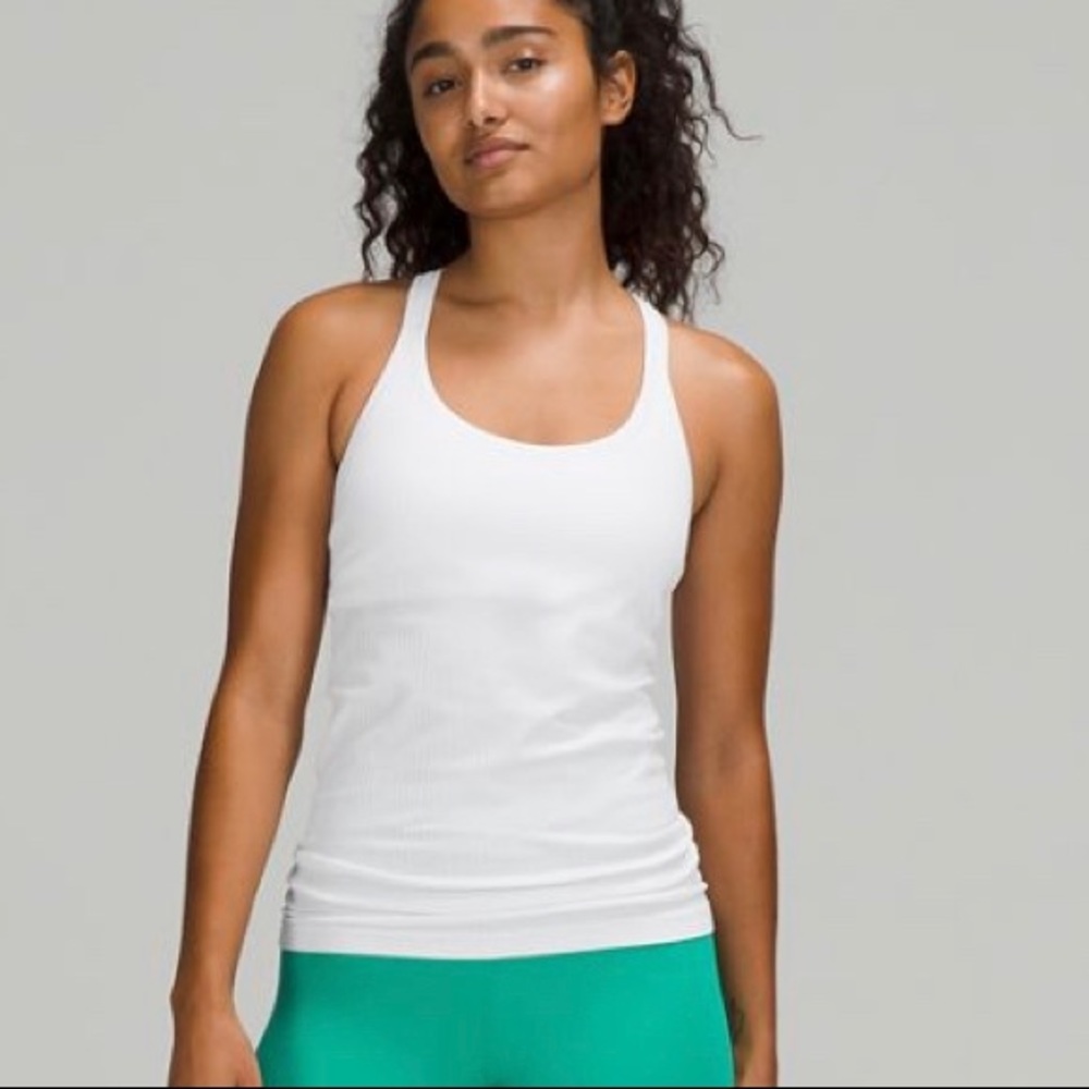 White and Navy Lululemon Tank Tops